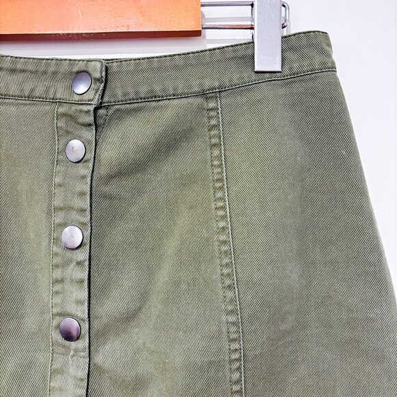 REBEL ROGUE Khaki Denim Mini Skirt Button Front | Medium * - Picture 5 of 6